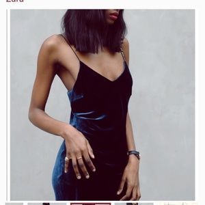 Zara Navy Velvet Slip Dress M